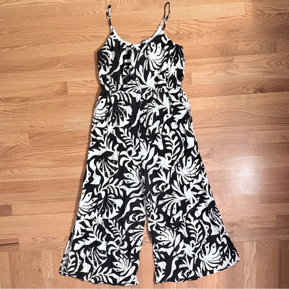 NWT Rachel Zoe Palm Print Linen Blend Wide Leg Jumpsuit Romper L - Picture 9 of 14